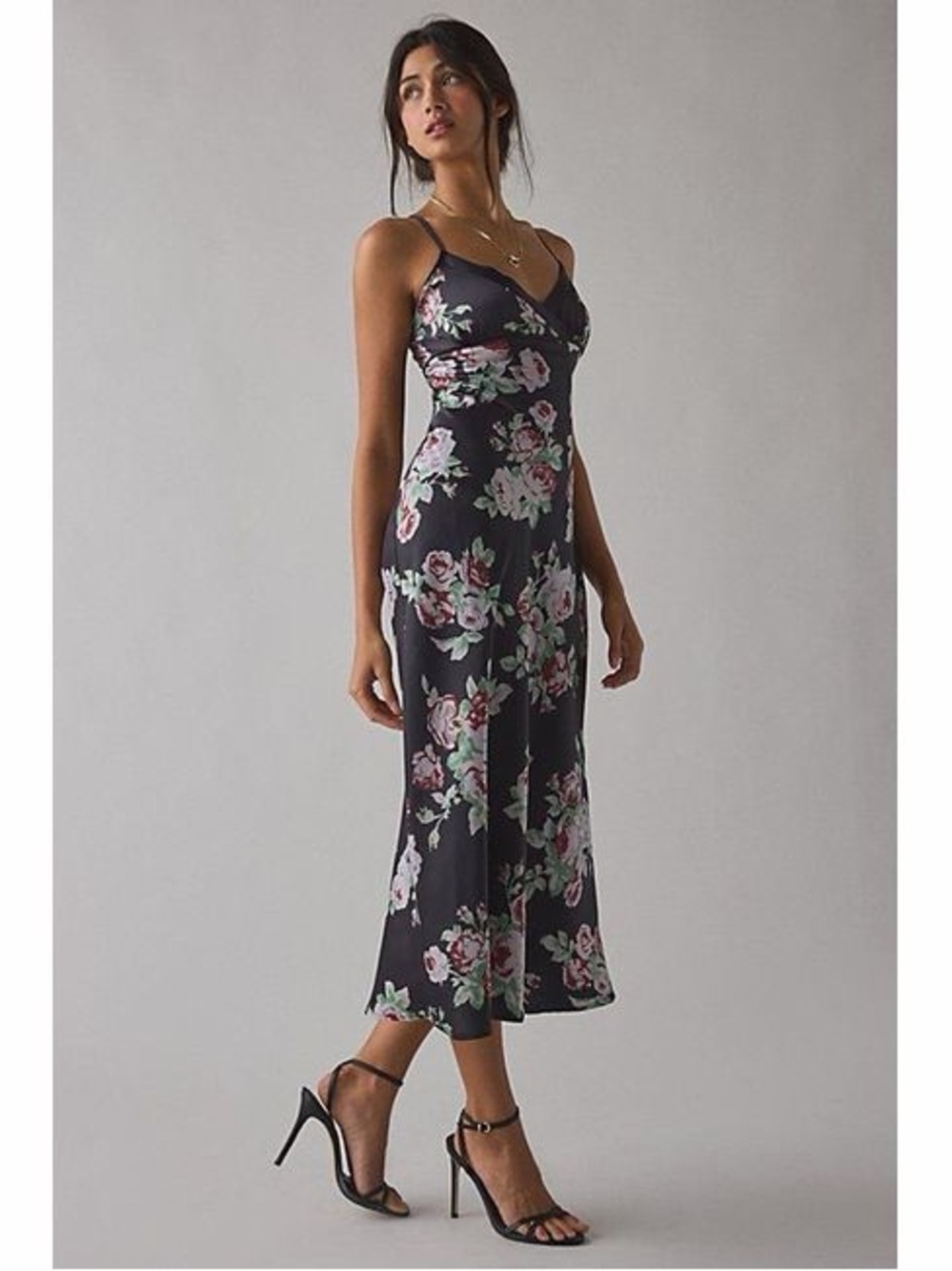 Urban Outfitters Kimchi Blue Black Floral Slip Dress, Med NWT